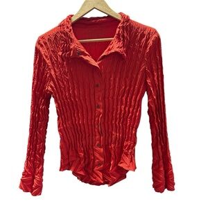 BABETTE Women's Shirt Crinkle Snap Button-Up Top | XS